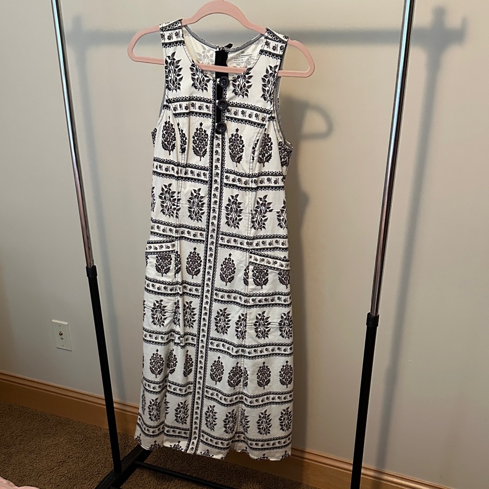 Anthropologie Black and White Floral Midi Dress